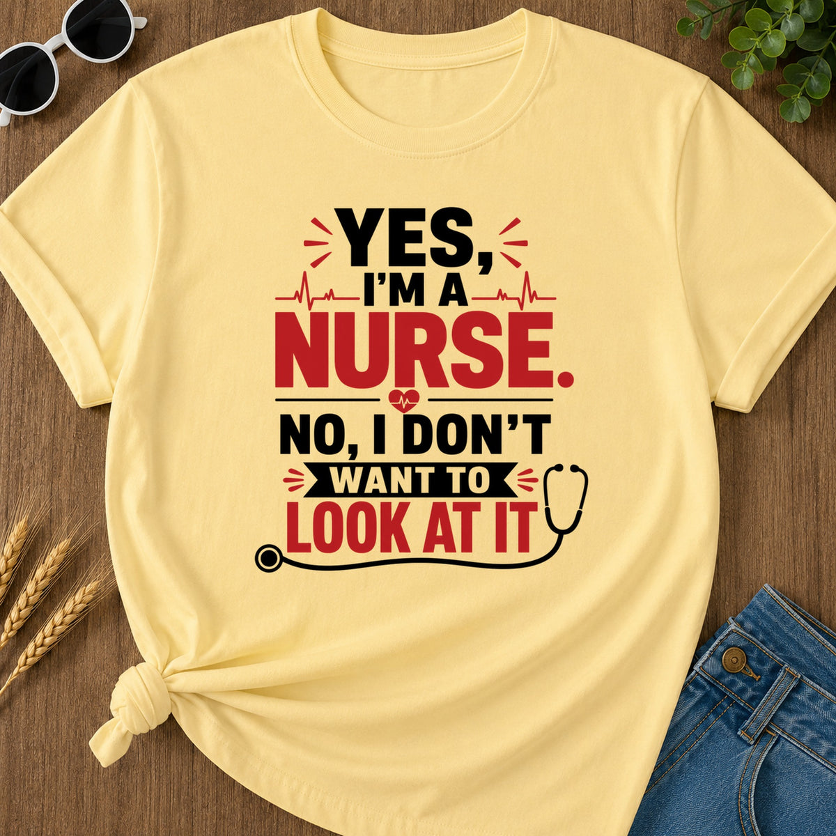 Yes Nurse T-Shirt - Butter Mockup