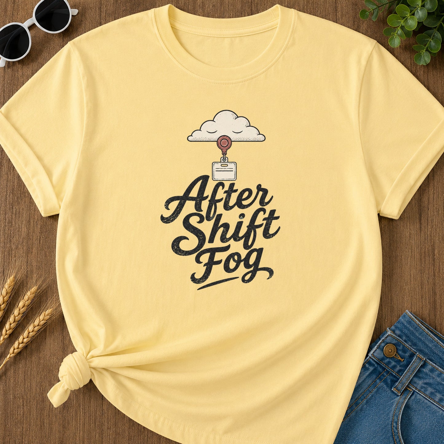 After Shift Fog T-Shirt - Butter Mockup