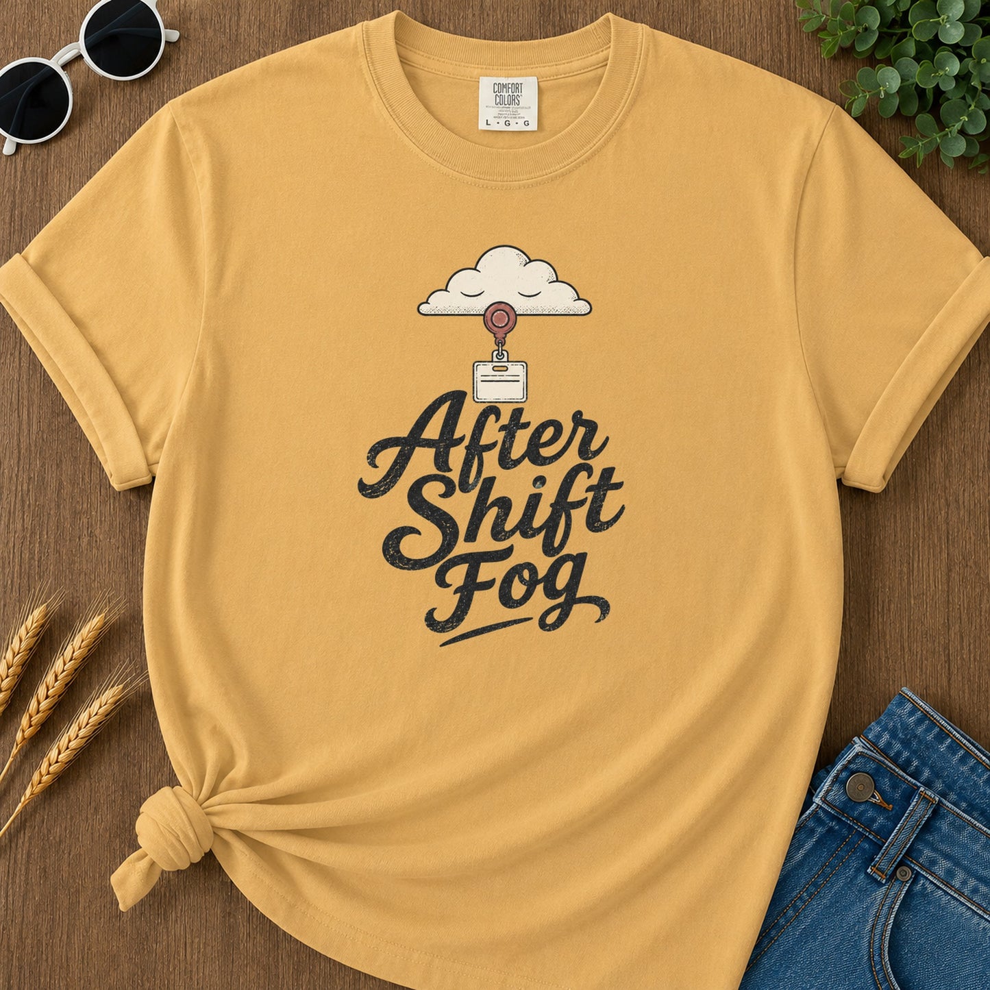 After Shift Fog T-Shirt - Mustard Mockup