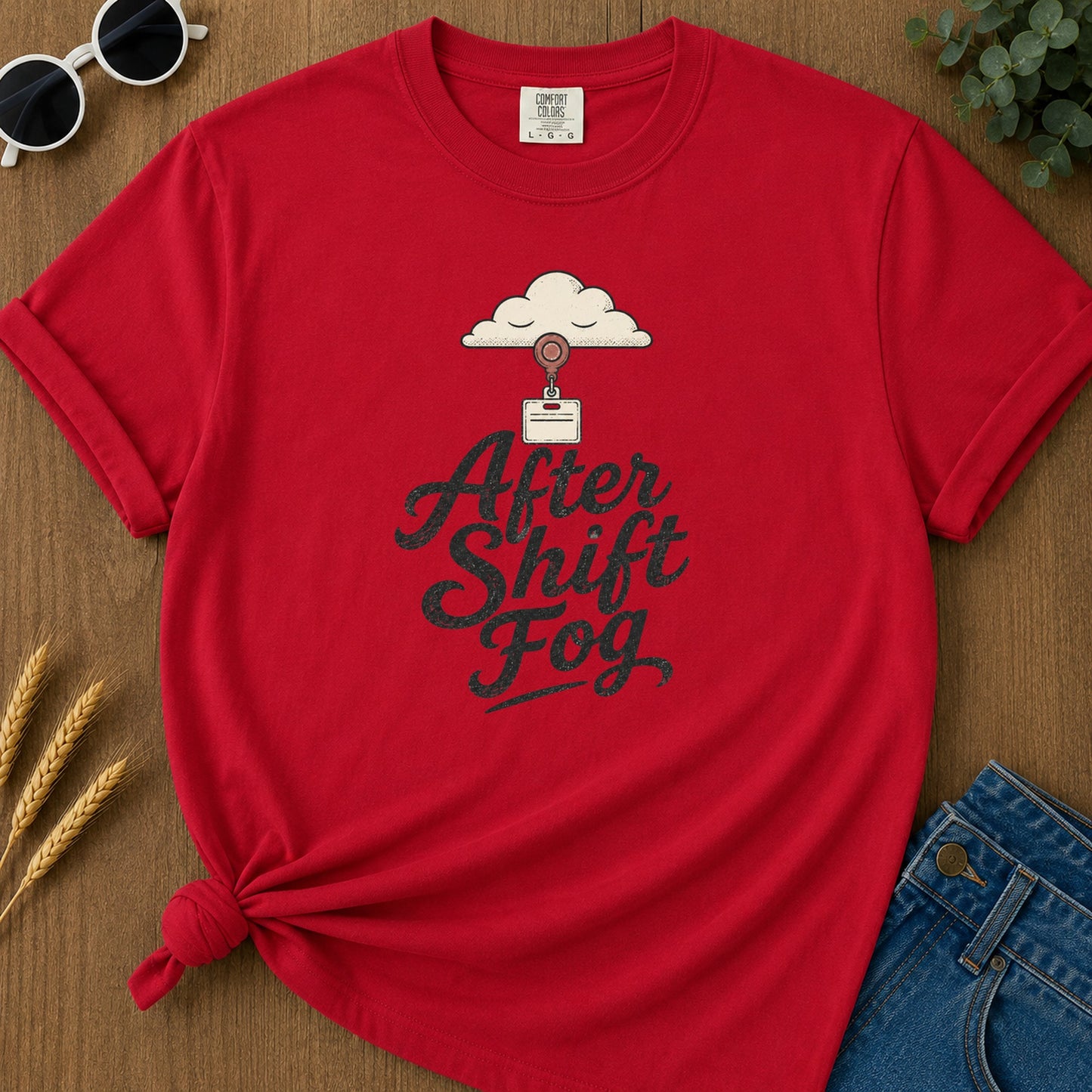 After Shift Fog T-Shirt - Red Mockup