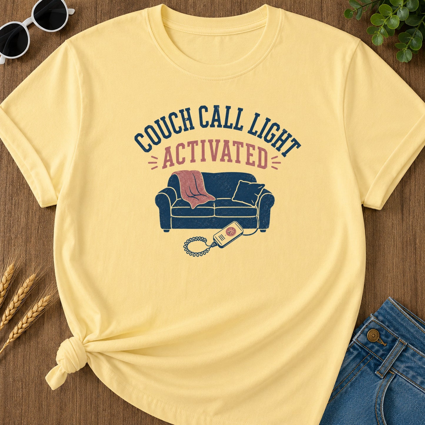 Couch Call Light T-Shirt - Butter Mockup
