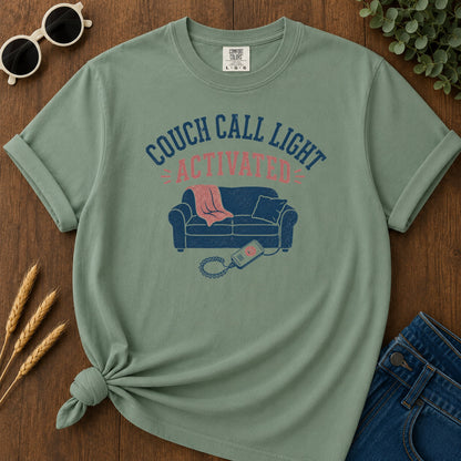 Couch Call Light T-Shirt - Light Green Mockup