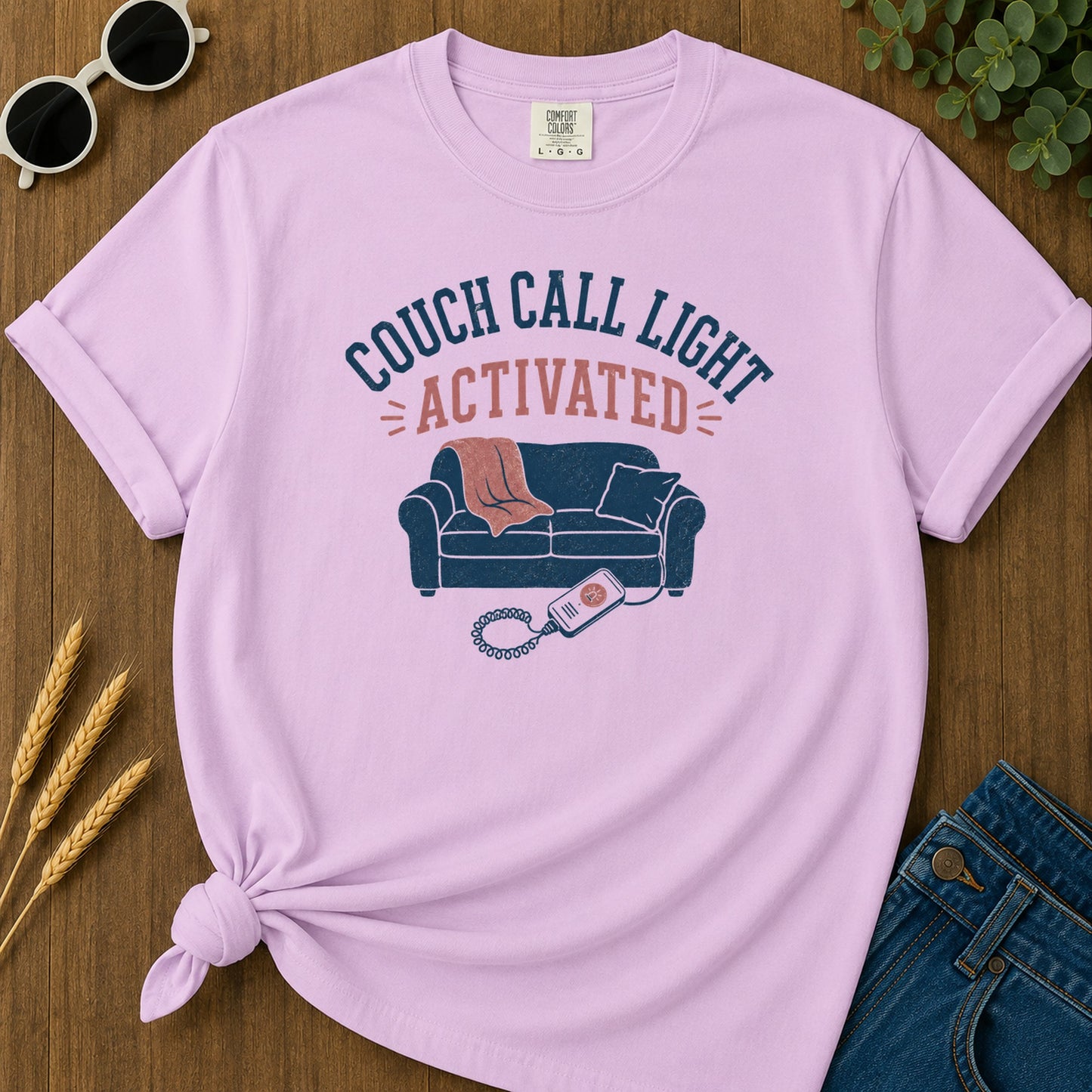Couch Call Light T-Shirt - Orchid Mockup
