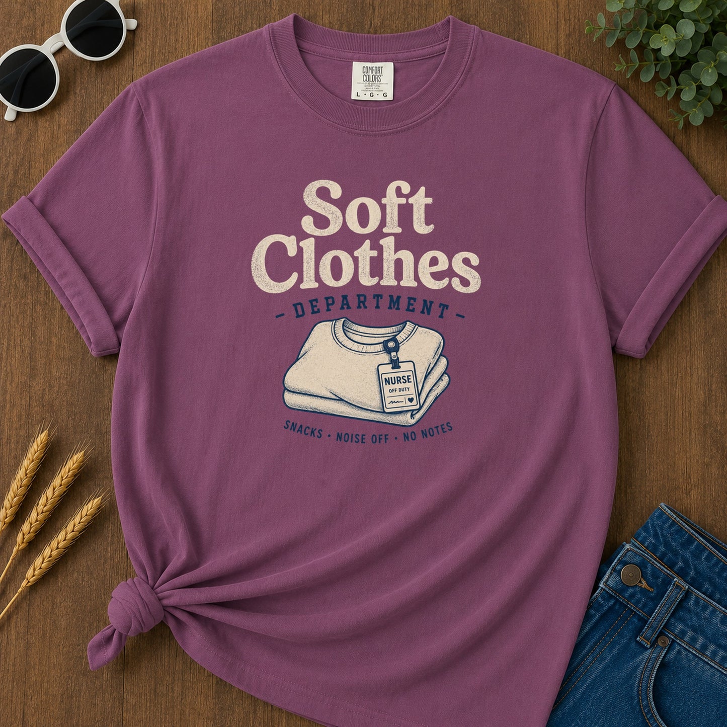 Soft Clothes Department T-Shirt - Berry Mockup