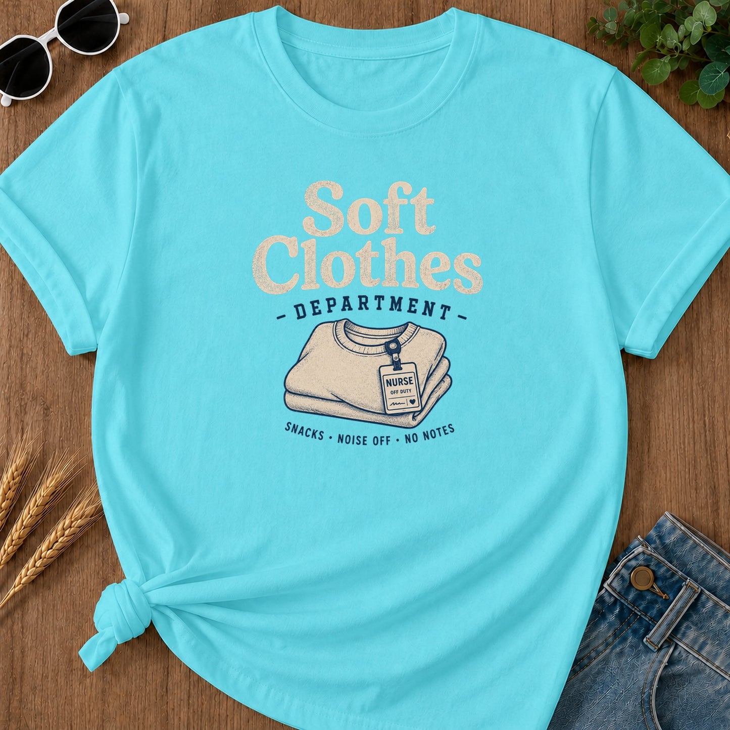 Soft Clothes Department T-Shirt - Lagoon Blue Mockup
