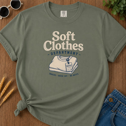 Soft Clothes Department T-Shirt - Moss Mockup