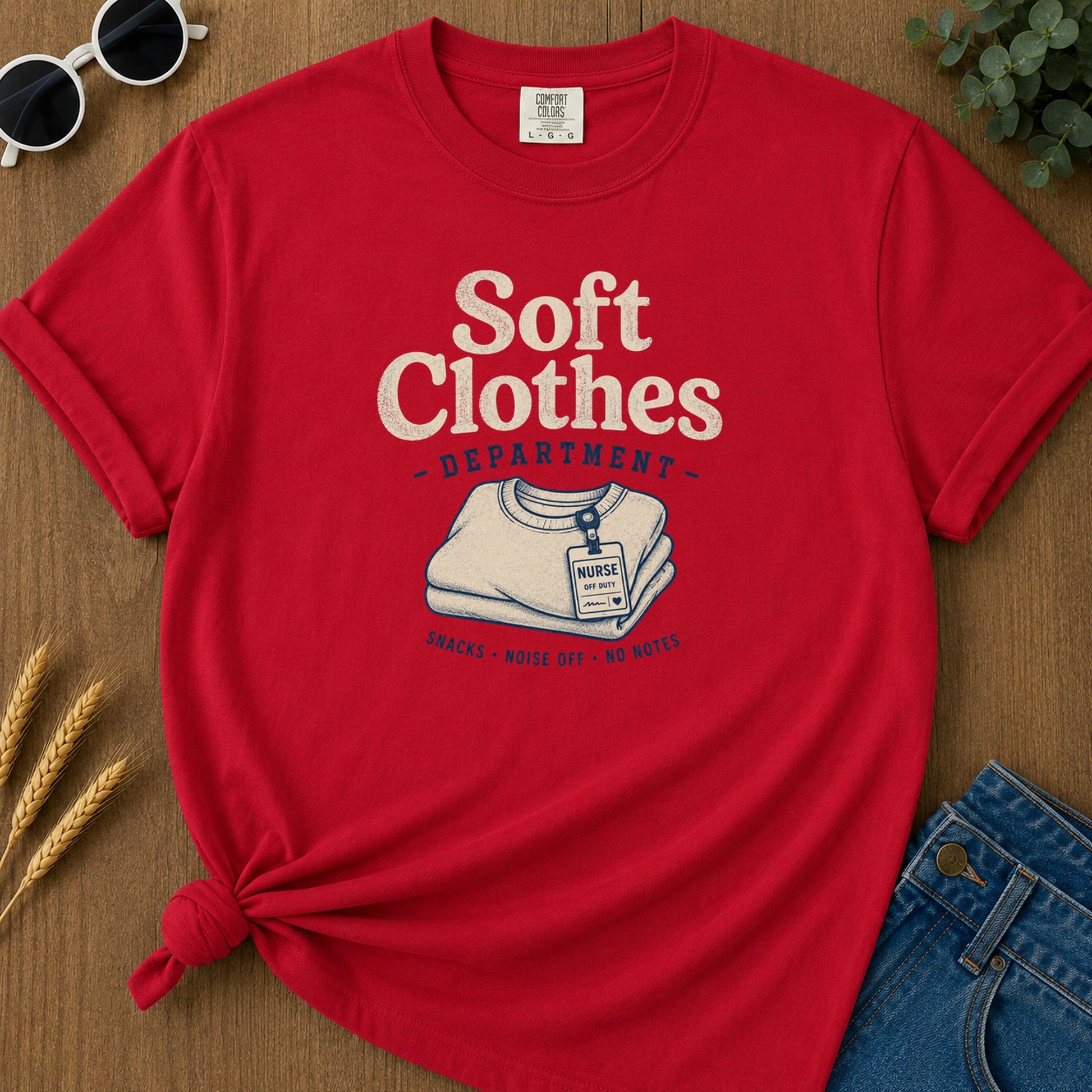 Soft Clothes Department T-Shirt - Red Mockup