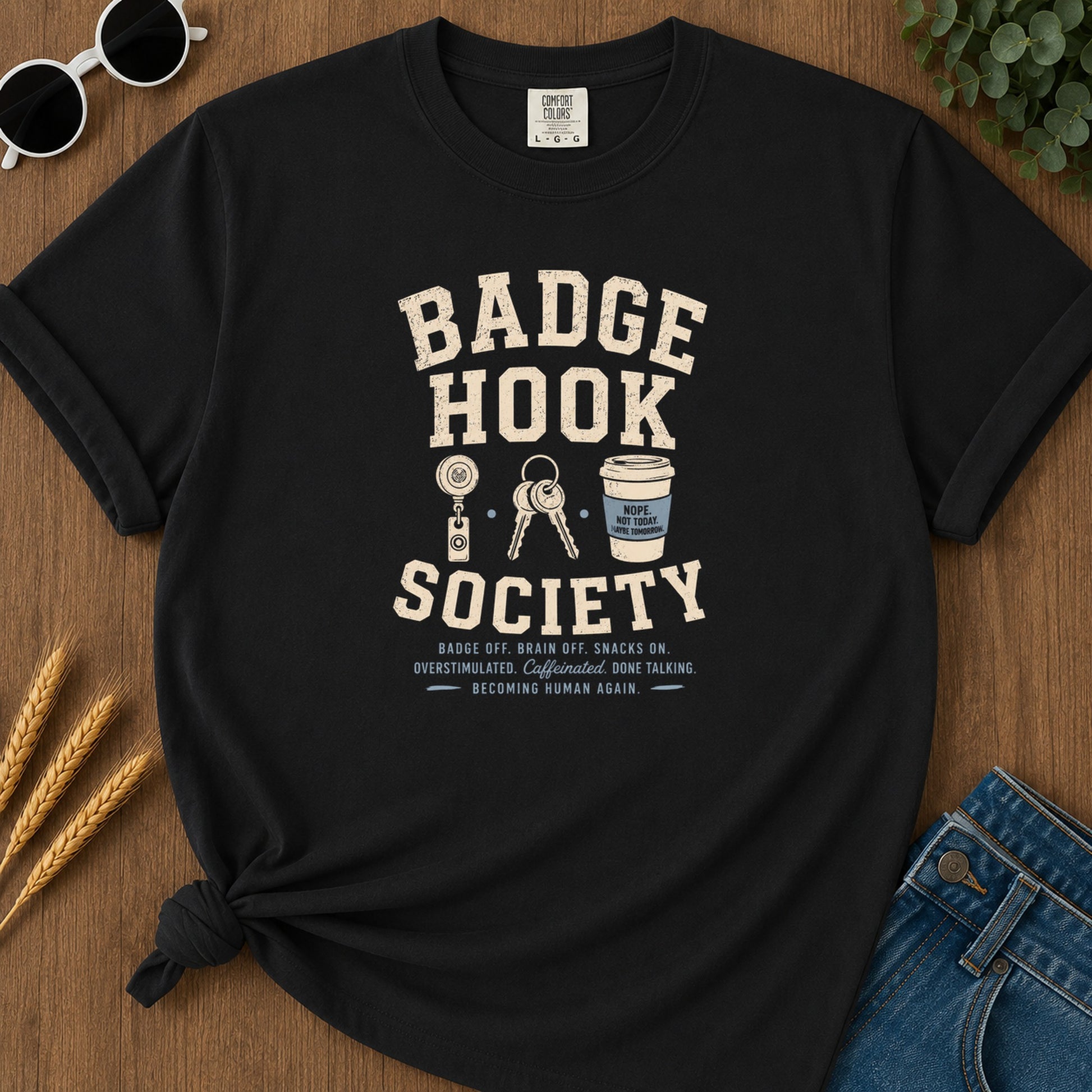 Badge Hook Society T-Shirt - Black Mockup