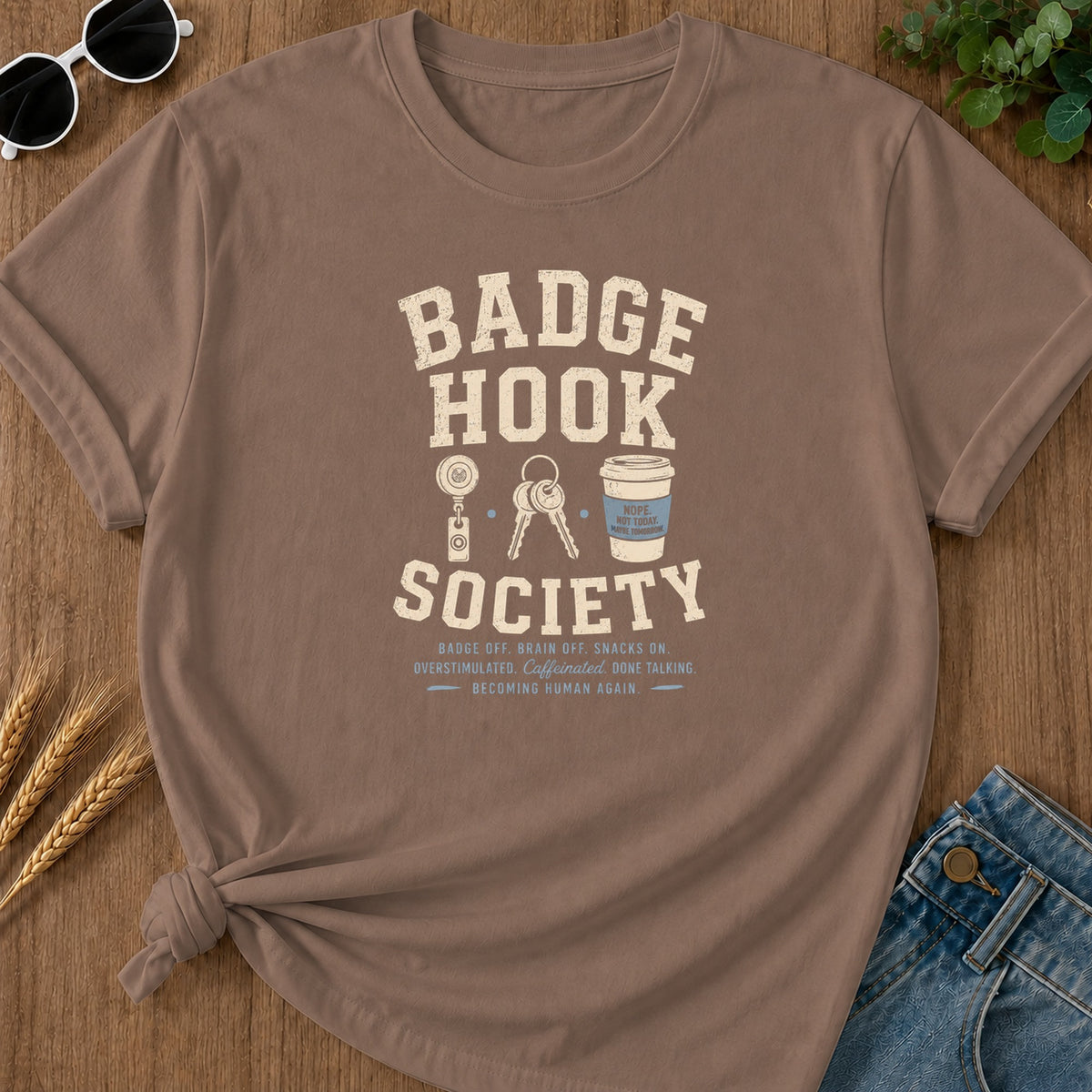 Badge Hook Society T-Shirt - Espresso Mockup