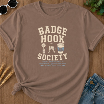 Badge Hook Society T-Shirt - Espresso Mockup