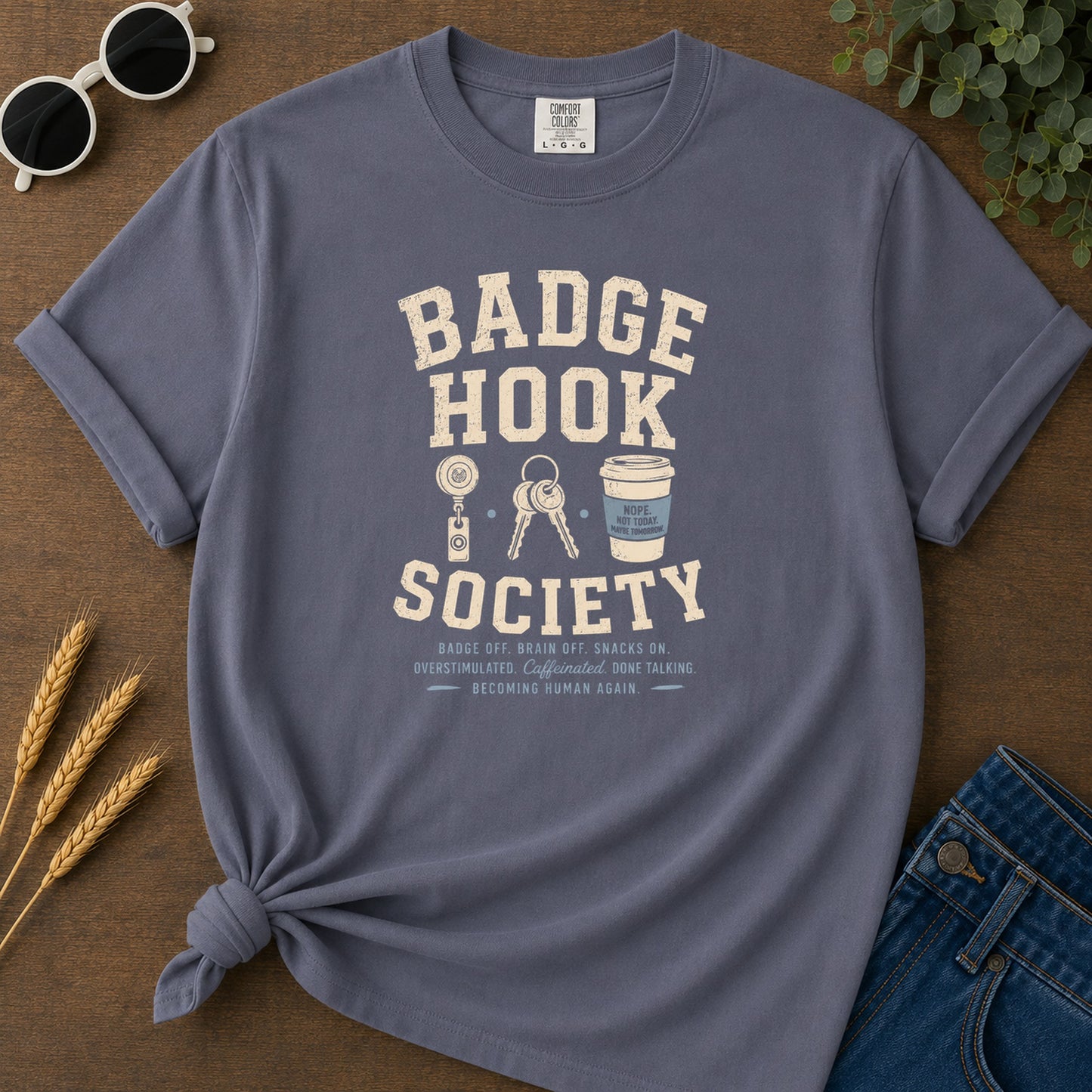 Badge Hook Society T-Shirt - Navy Mockup