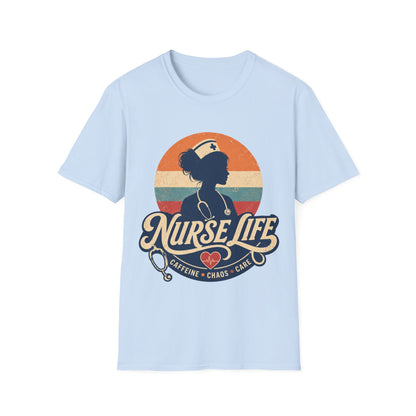 Nurse Life Caffeine Chaos Care T-shirt