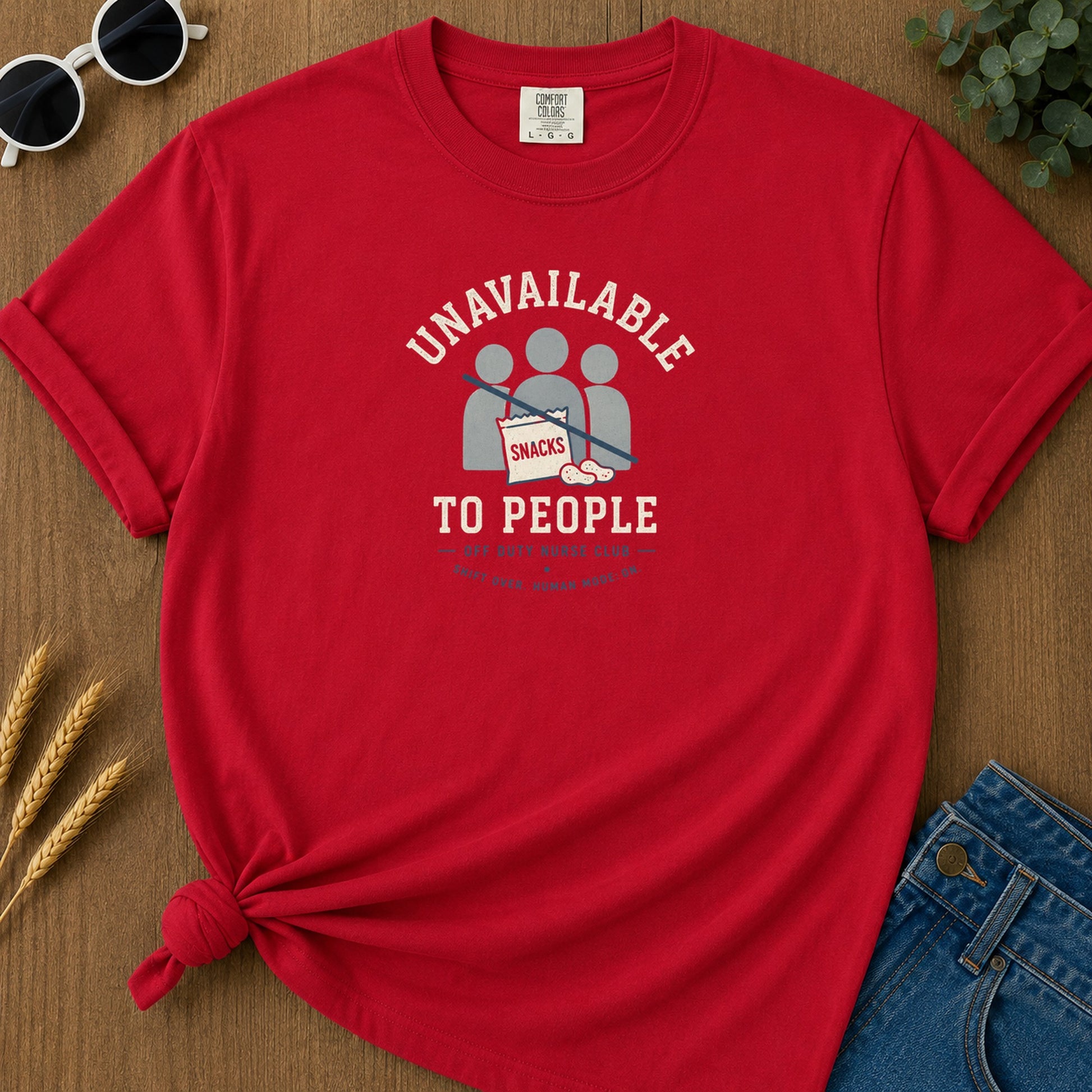 Unavailable People T-Shirt - Red Mockup