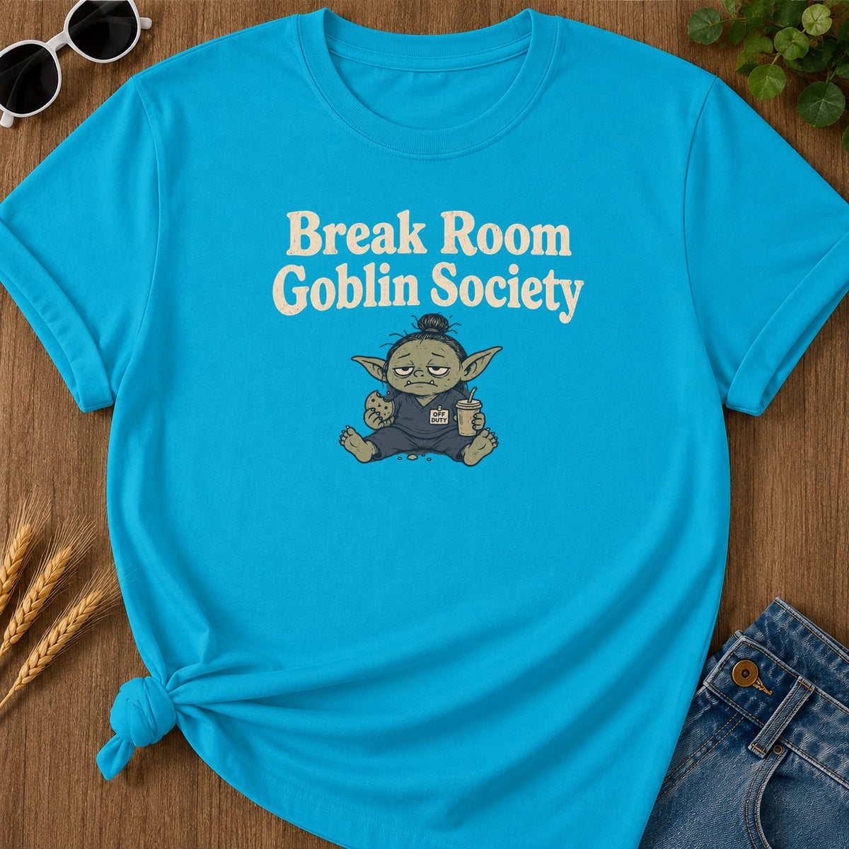 Break Room Goblin T-Shirt - Sapphire Mockup