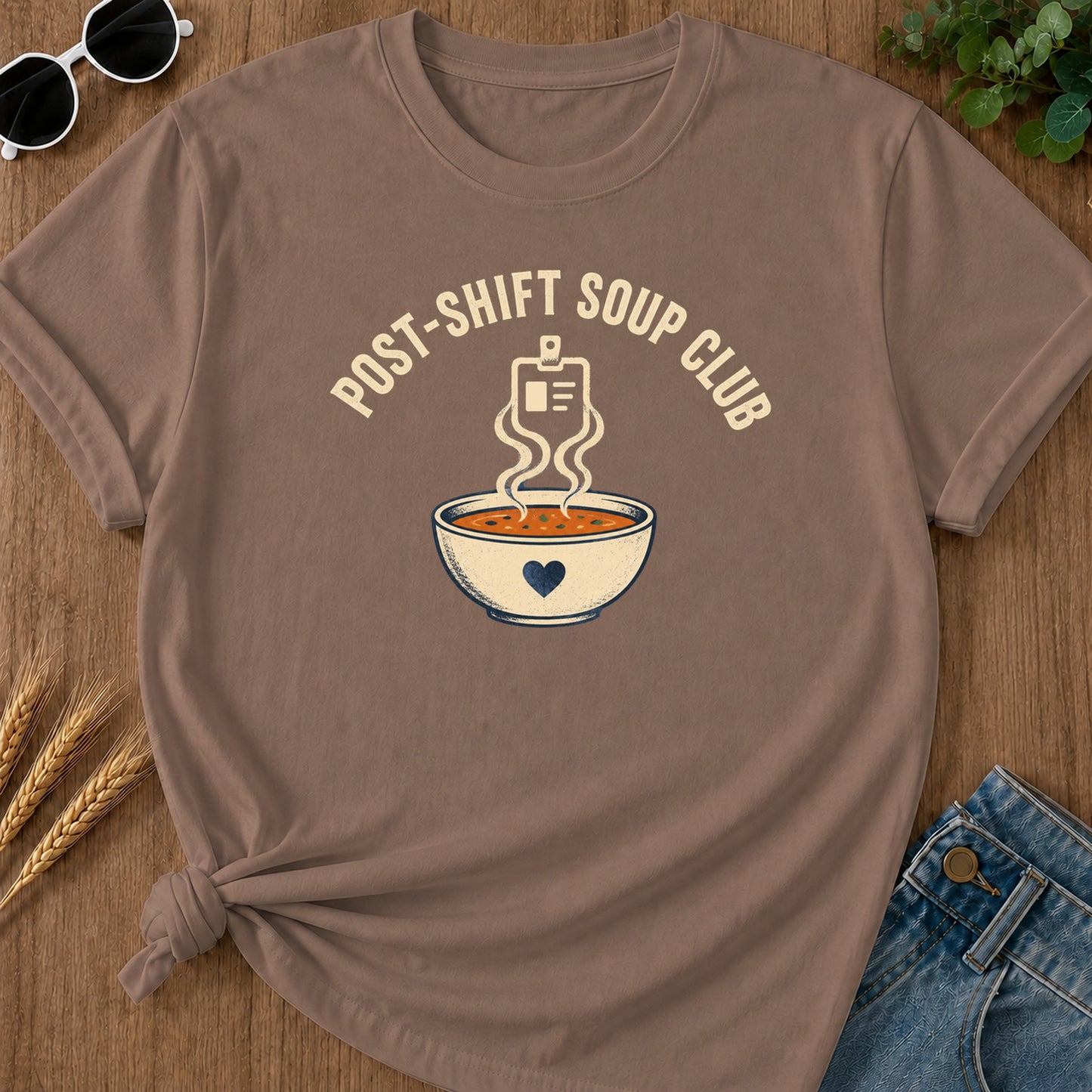 Post Shift Soup T-Shirt - Espresso Mockup