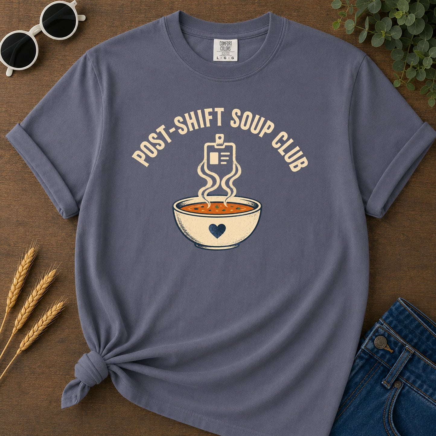 Post Shift Soup T-Shirt - Navy Mockup