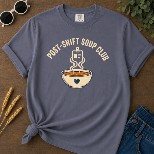 Post Shift Soup T-Shirt - Navy Mockup