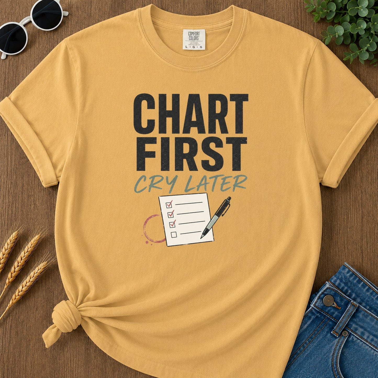 Chart First T-Shirt - Mustard Mockup