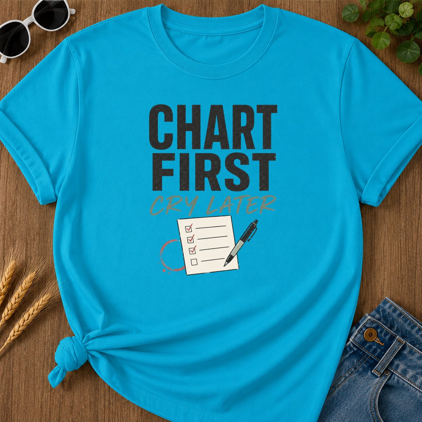Chart First T-Shirt - Sapphire Mockup