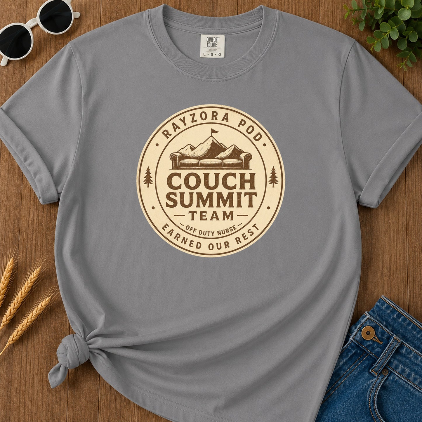 Couch Summit Team T-Shirt - Grey Mockup