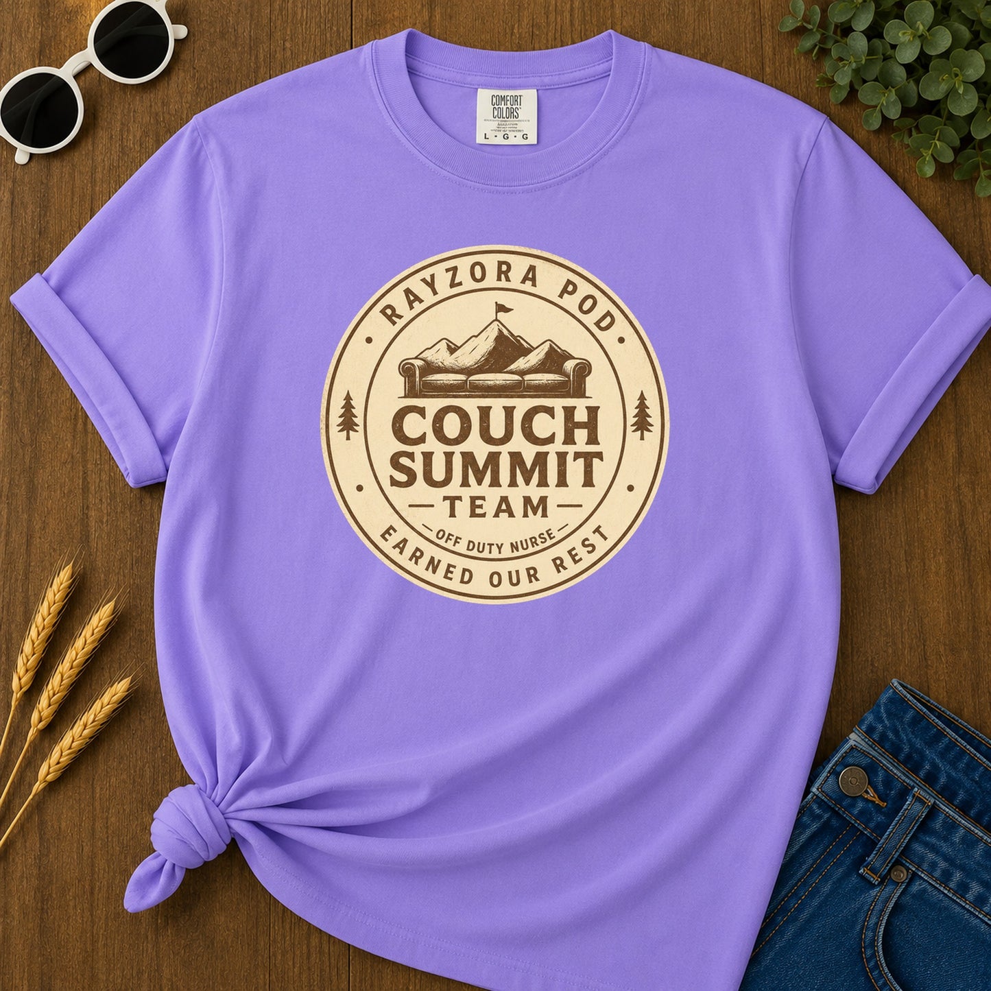 Couch Summit Team T-Shirt - Violet Mockup