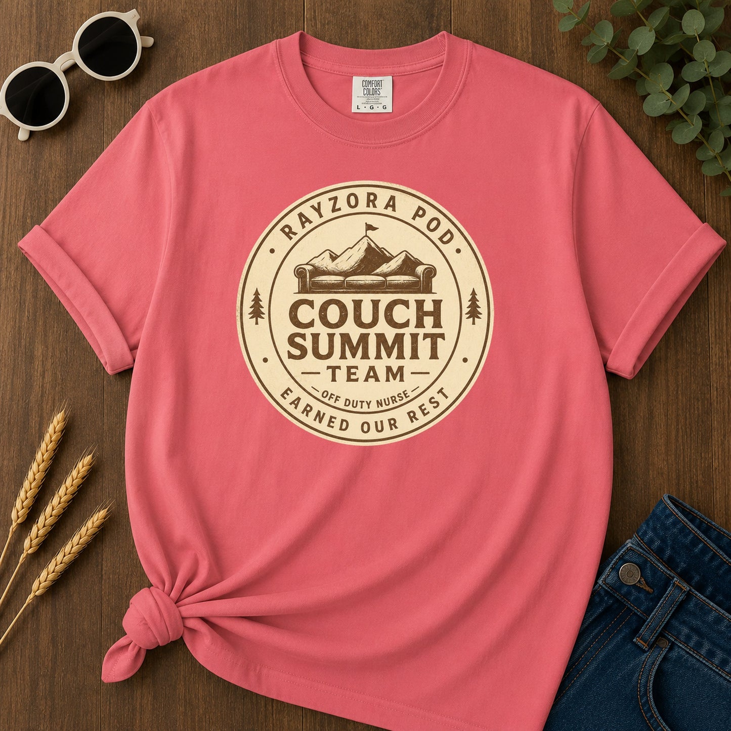 Couch Summit Team T-Shirt - Watermelon Mockup