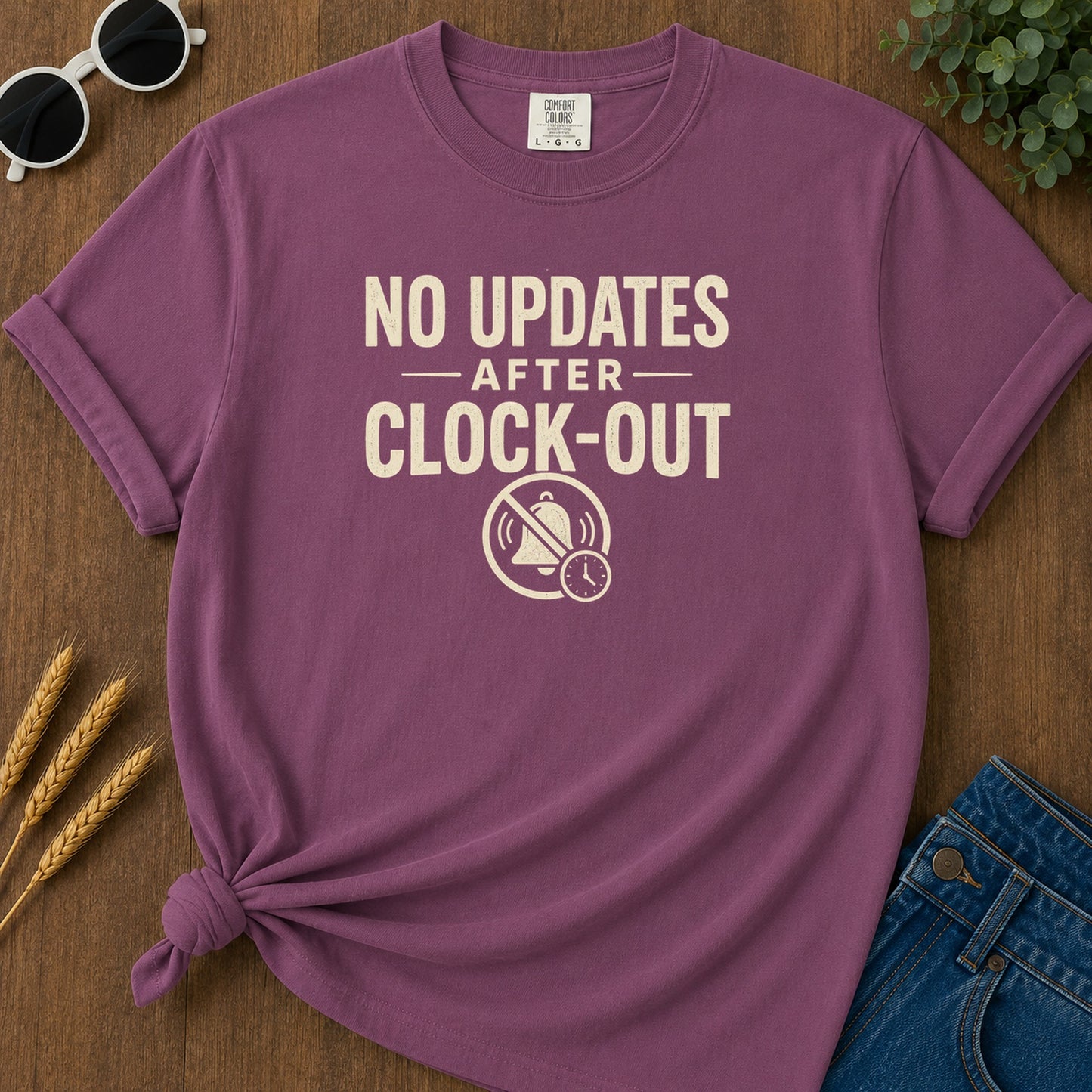 No Updates Clockout T-Shirt - Berry Mockup