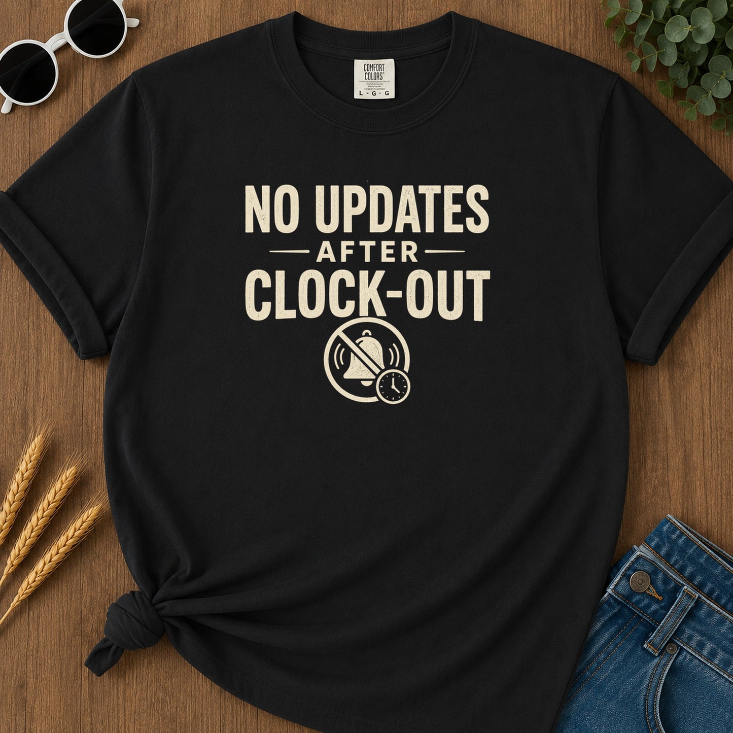 No Updates Clockout T-Shirt - Black Mockup