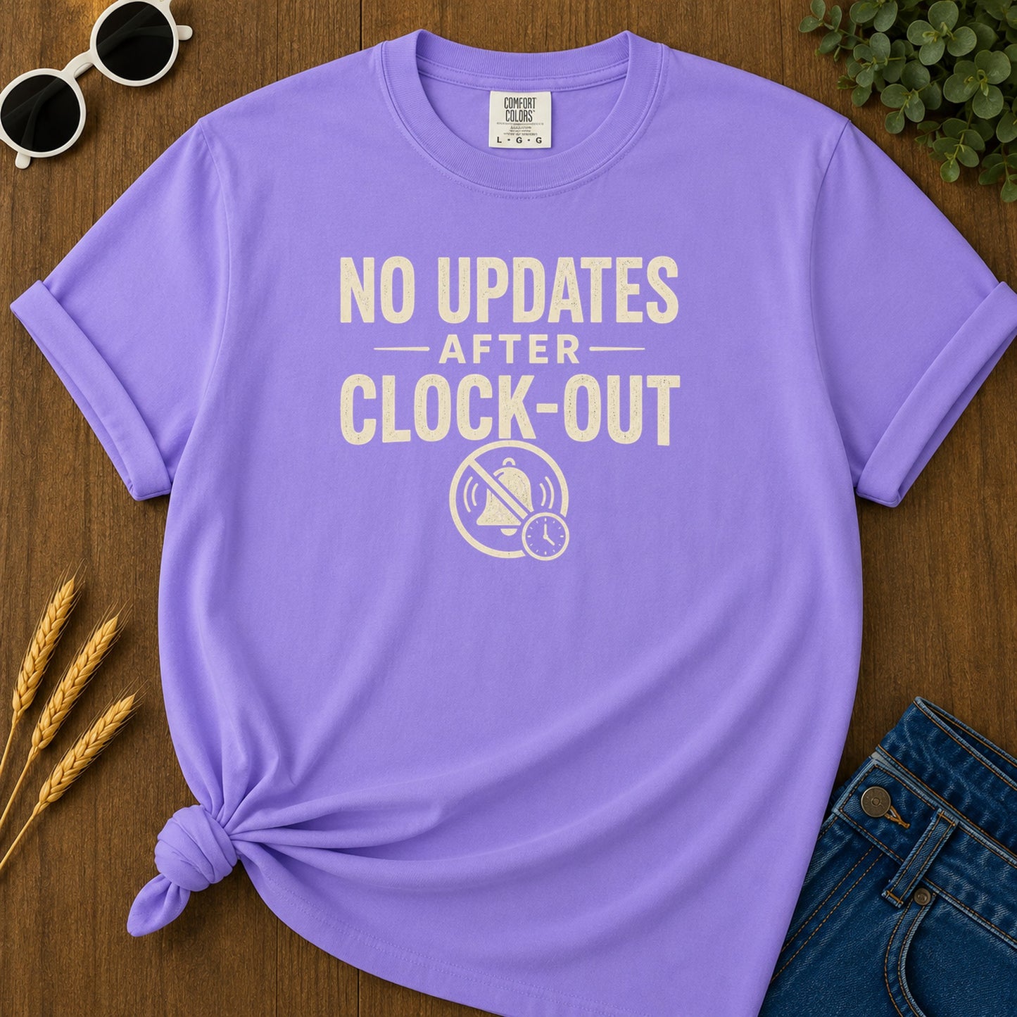 No Updates Clockout T-Shirt - Violet Mockup