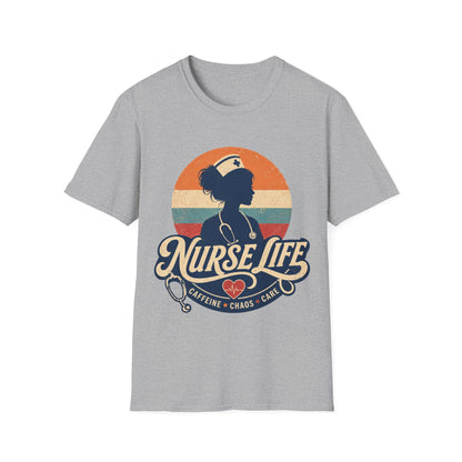 Nurse Life Caffeine Chaos Care T-shirt