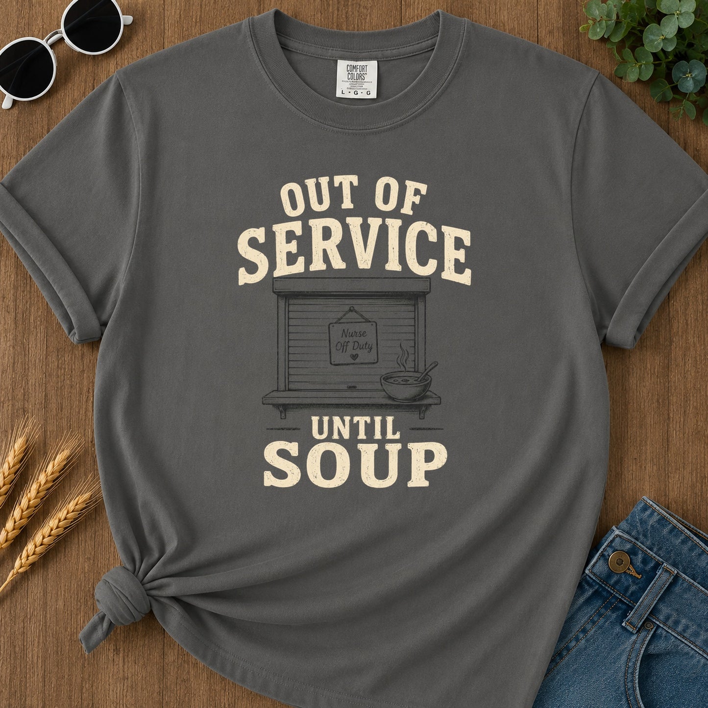 Out Service Soup T-Shirt - Pepper Mockup