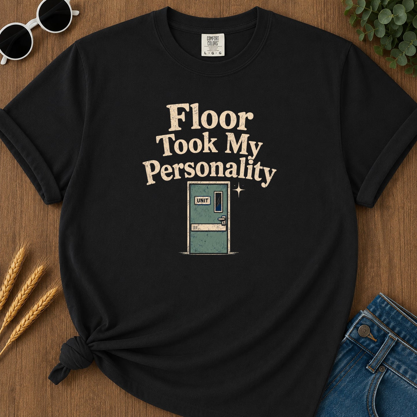 Floor Took Personality T-Shirt - Black Mockup