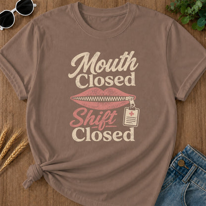 Mouth Closed Shift T-Shirt - Espresso Mockup