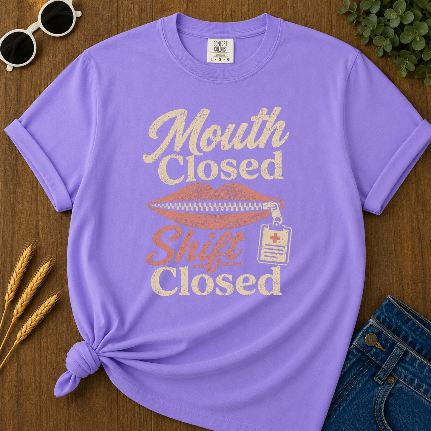 Mouth Closed Shift T-Shirt - Violet Mockup
