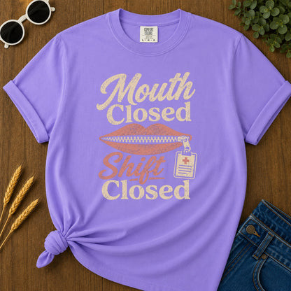 Mouth Closed Shift T-Shirt - Violet Mockup