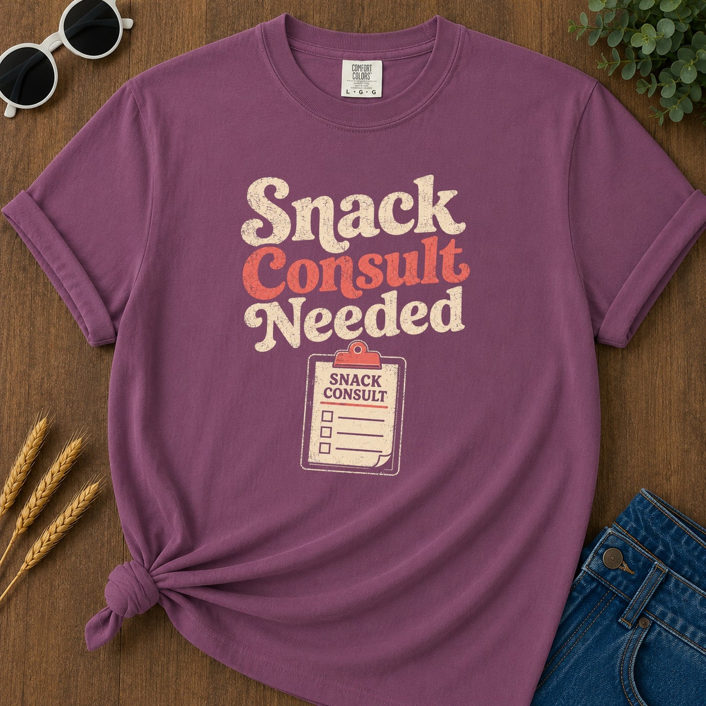 Snack Consult Needed T-Shirt - Berry Mockup
