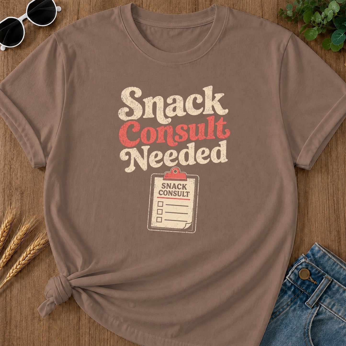 Snack Consult Needed T-Shirt - Espresso Mockup