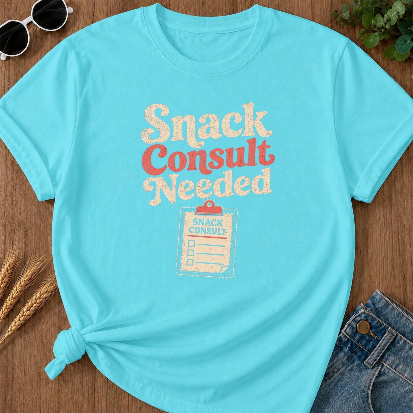 Snack Consult Needed T-Shirt - Lagoon Blue Mockup