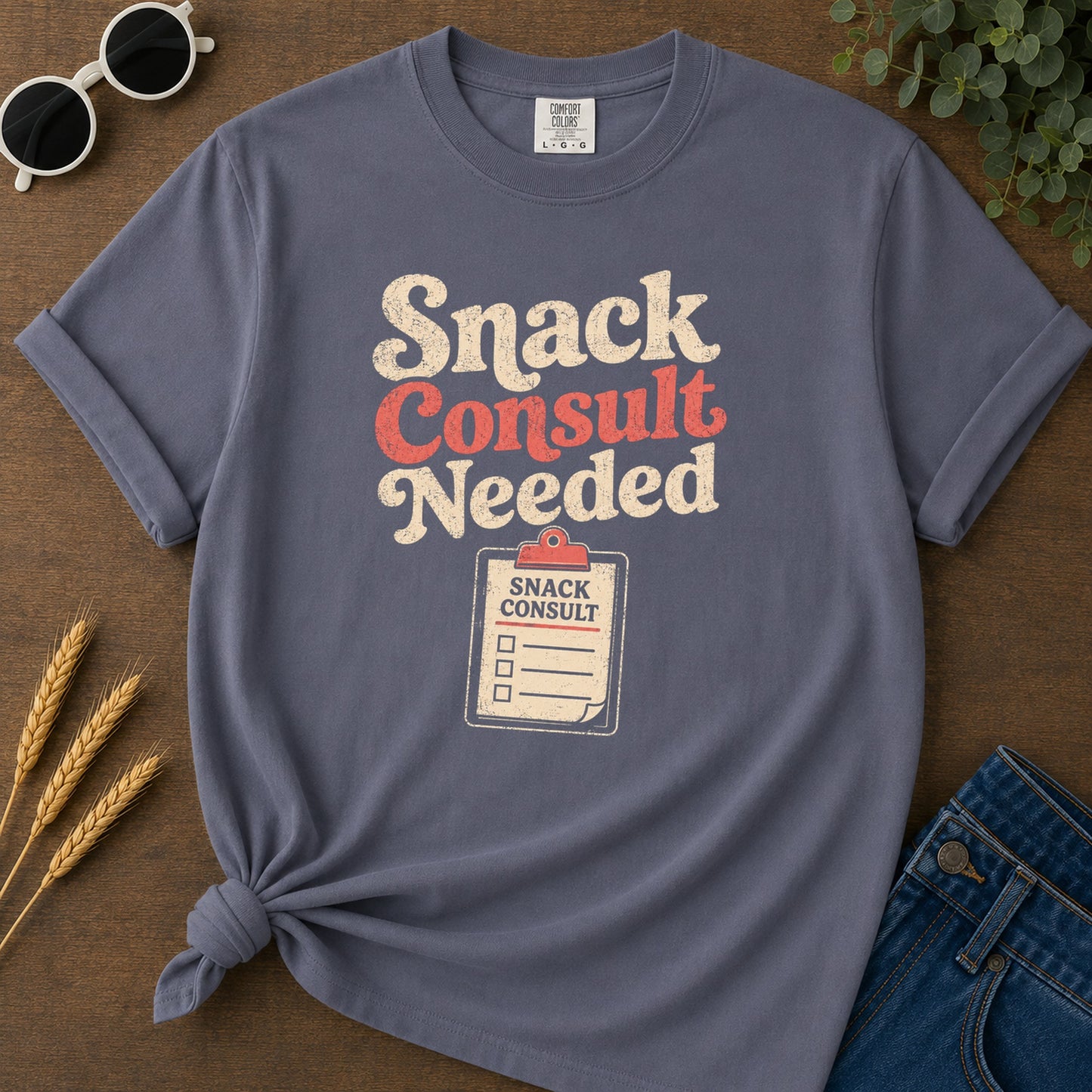 Snack Consult Needed T-Shirt - Navy Mockup