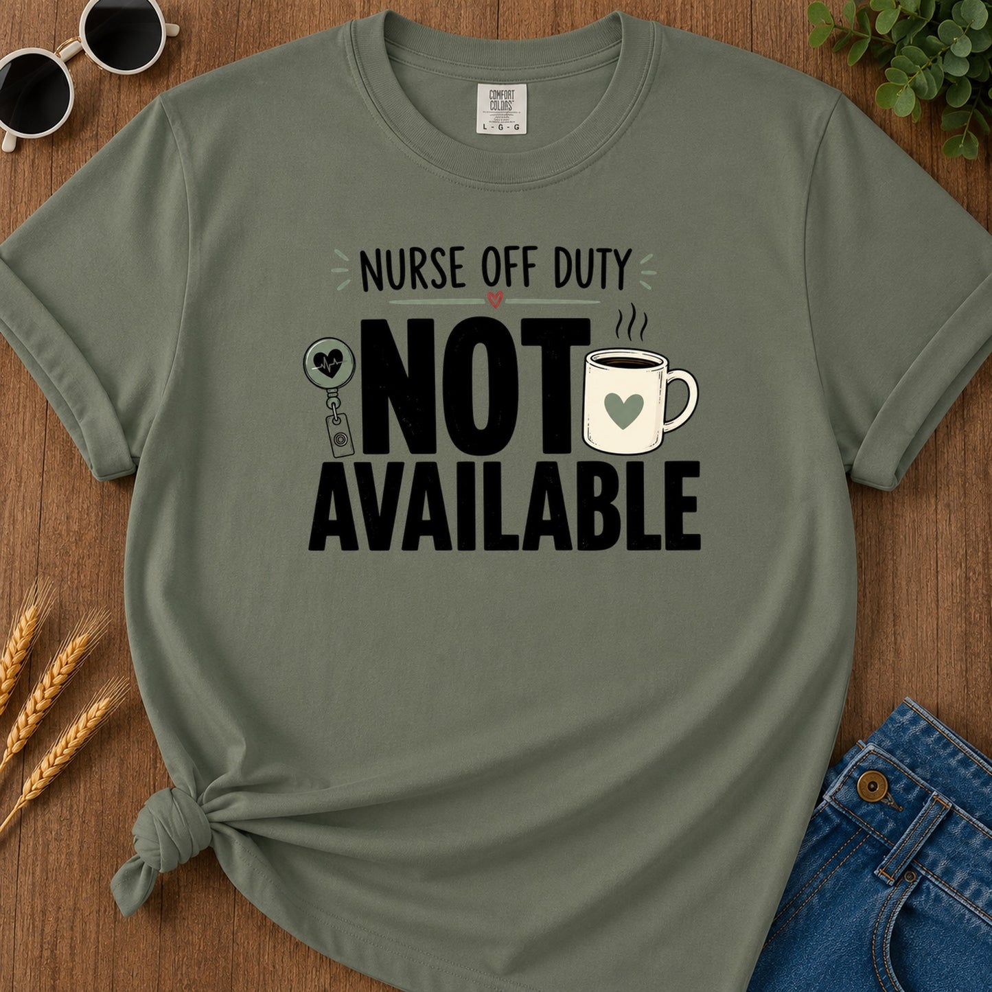 Not Available T-Shirt - Moss Mockup