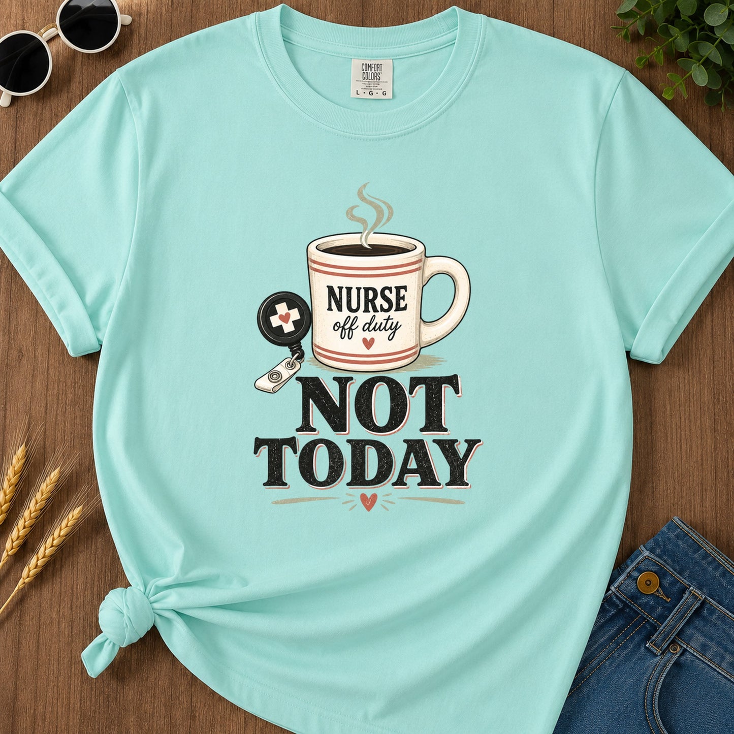 Striped Not Today T-Shirt - Chalky Mint Mockup
