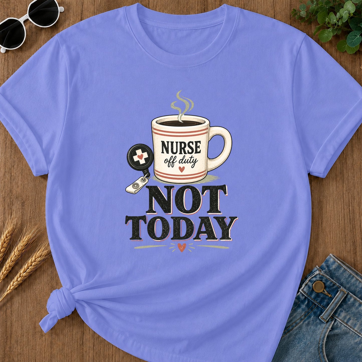 Striped Not Today T-Shirt - Flo Blue Mockup