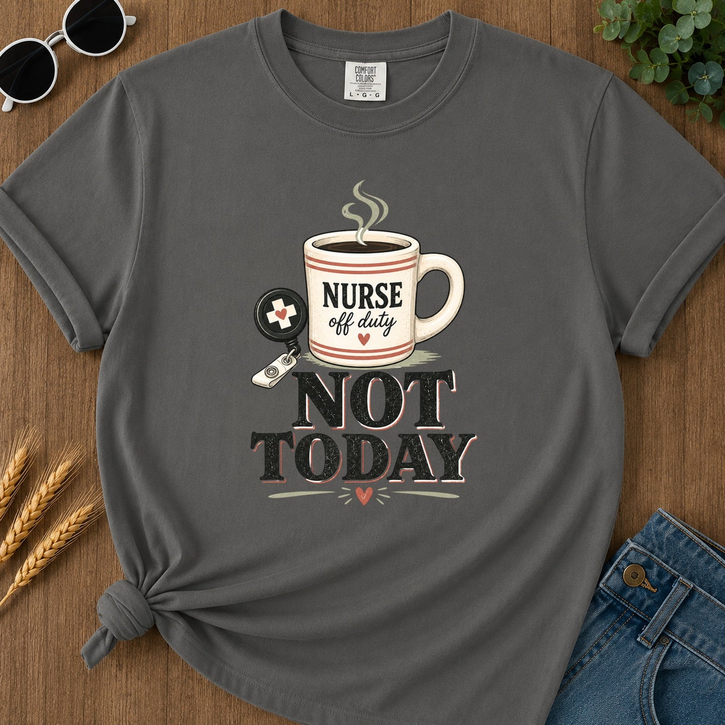 Striped Not Today T-Shirt - Pepper Mockup