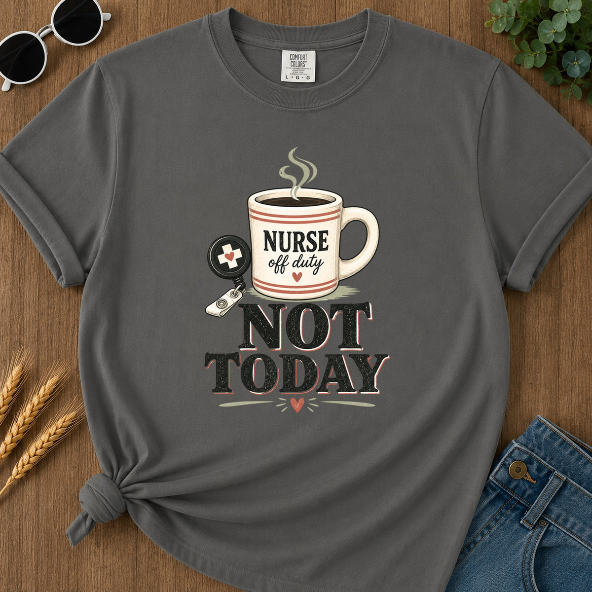 Striped Not Today T-Shirt - Pepper Mockup