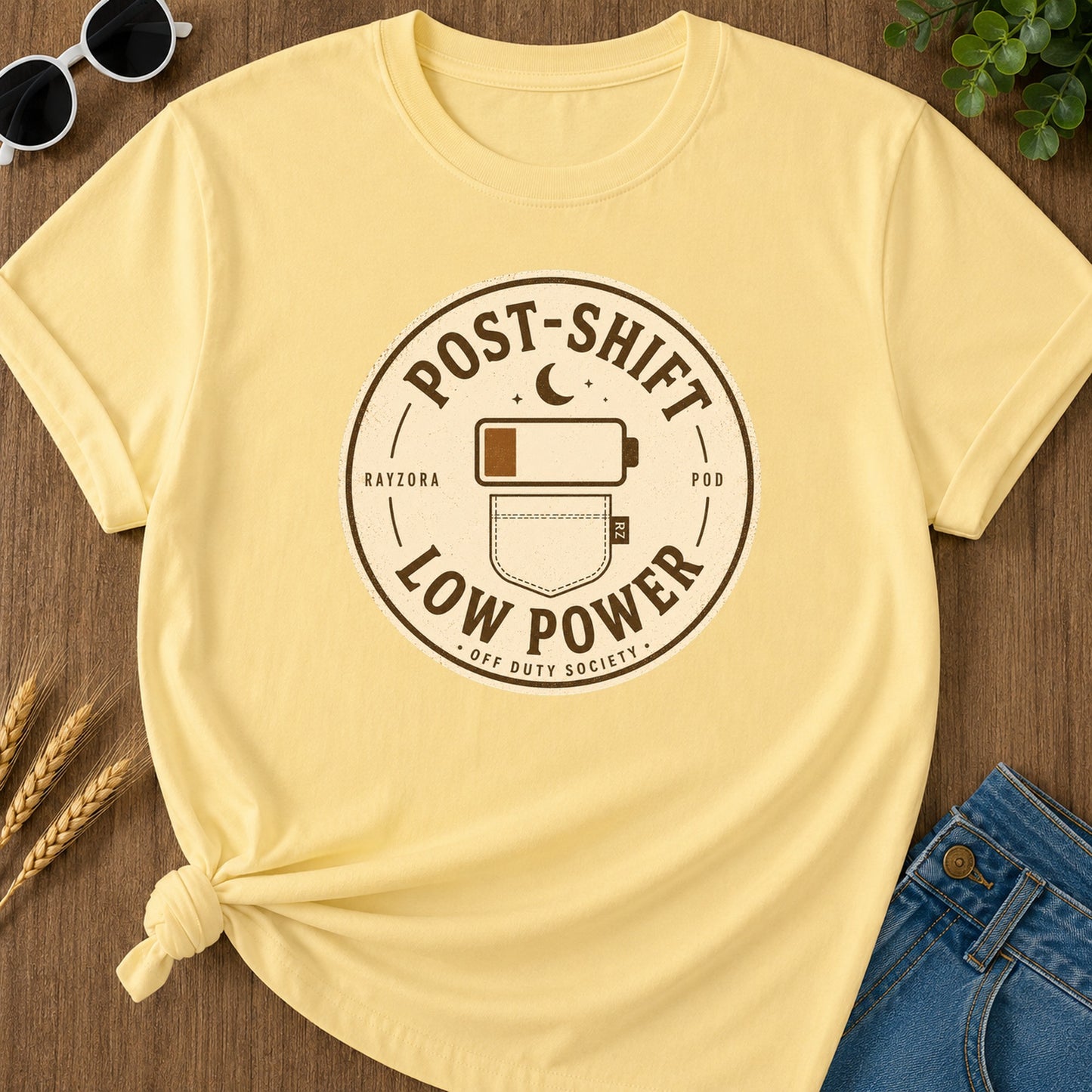 Post Shift Low Power T-Shirt - Butter Mockup