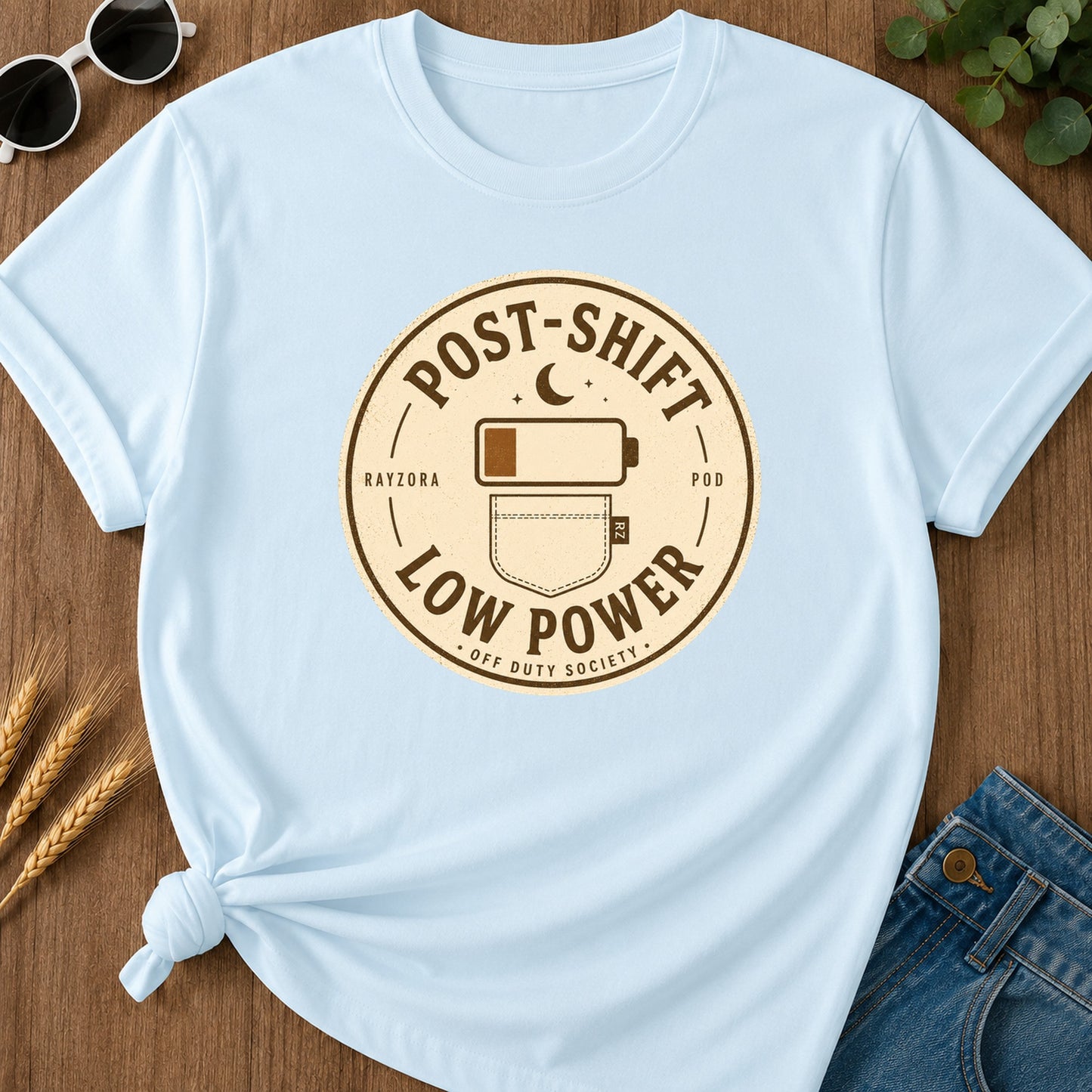 Post Shift Low Power T-Shirt - Chambray Mockup