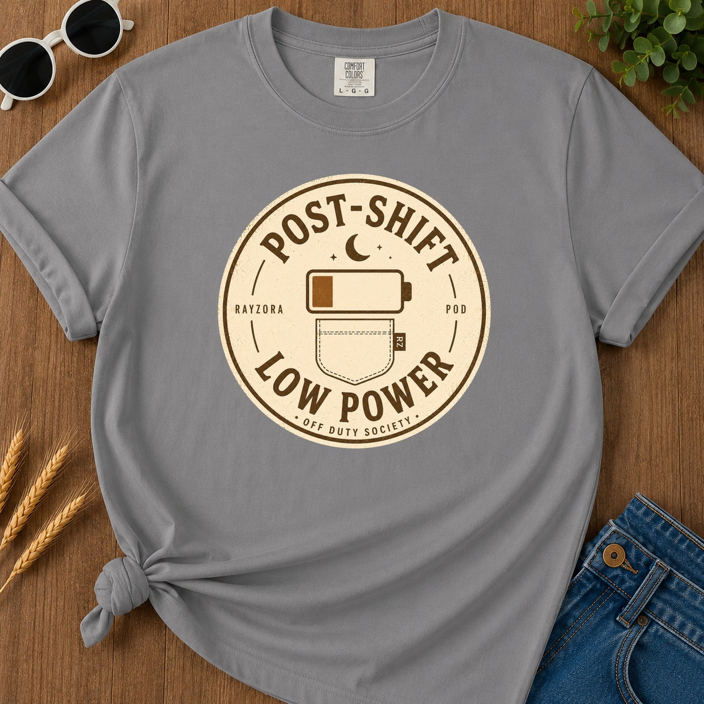 Post Shift Low Power T-Shirt - Grey Mockup