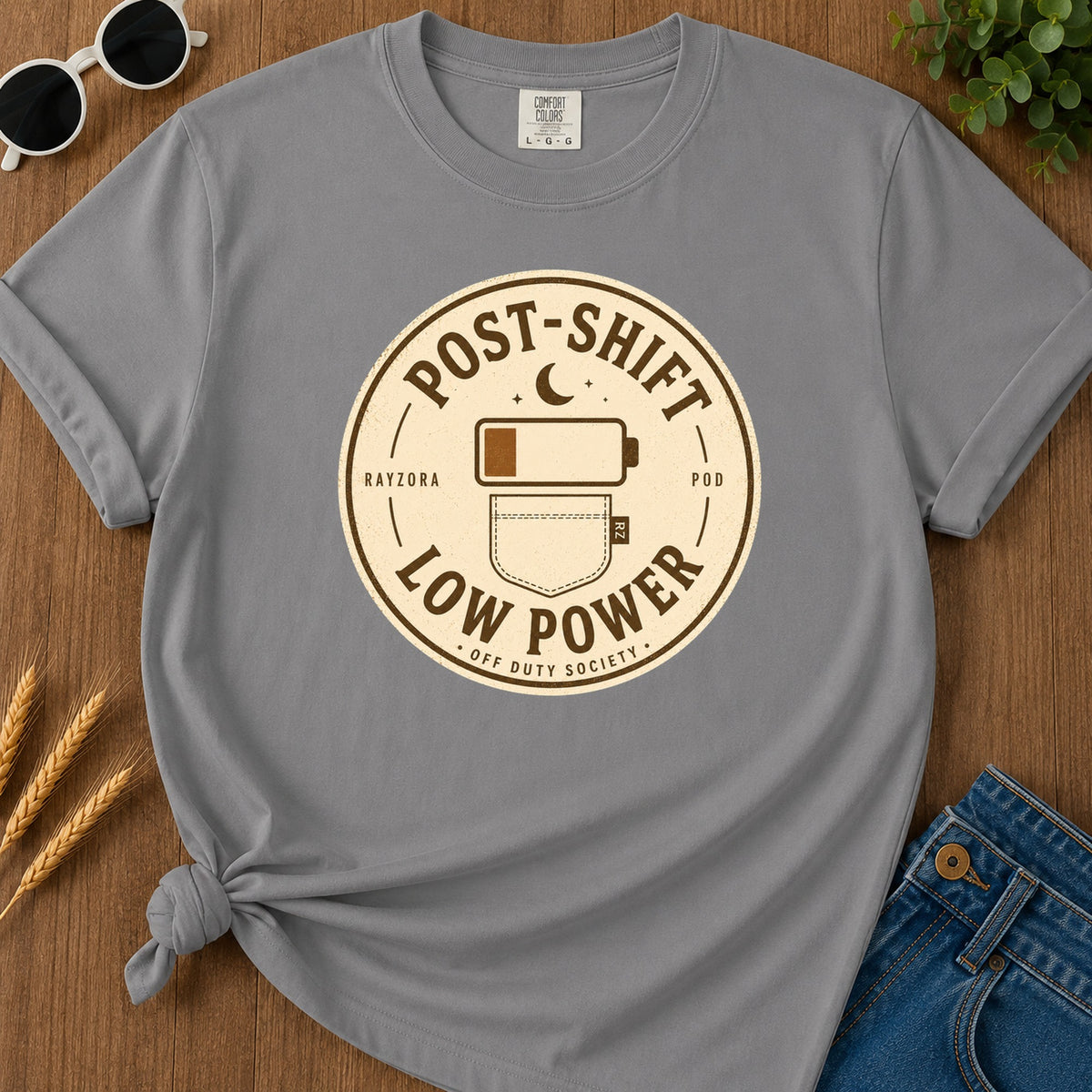 Post Shift Low Power T-Shirt - Grey Mockup