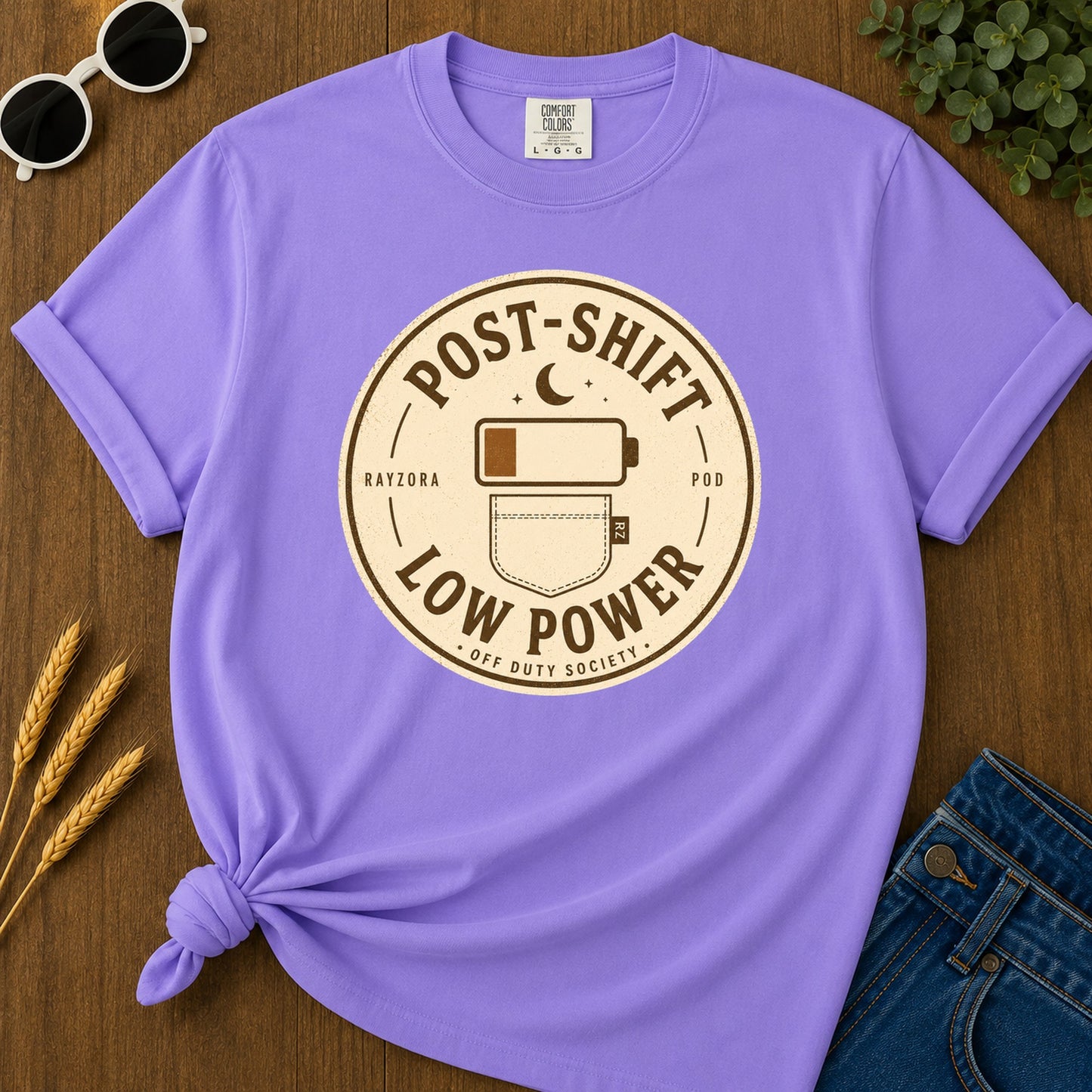 Post Shift Low Power T-Shirt - Violet Mockup