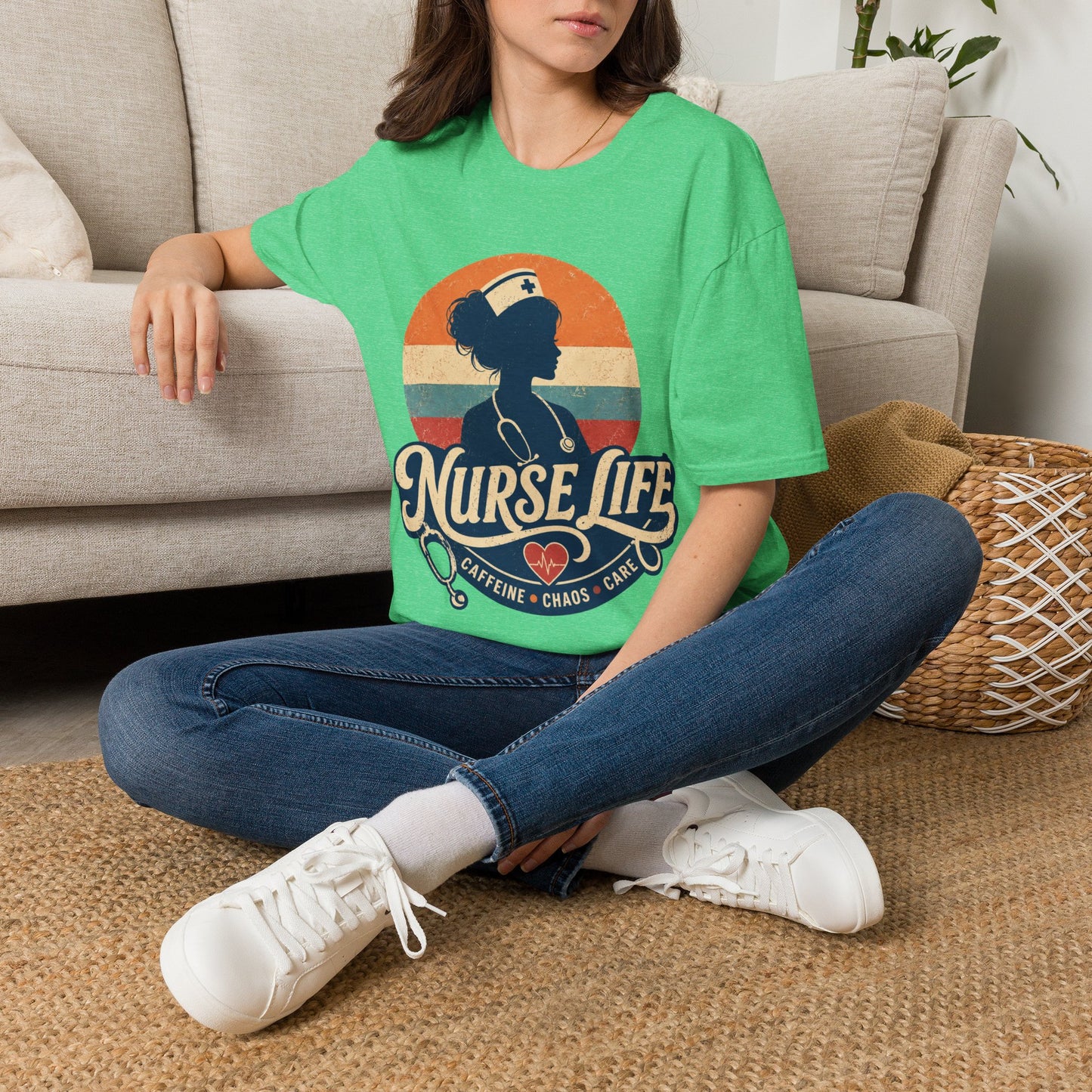 Nurse Life Caffeine Chaos Care T-shirt
